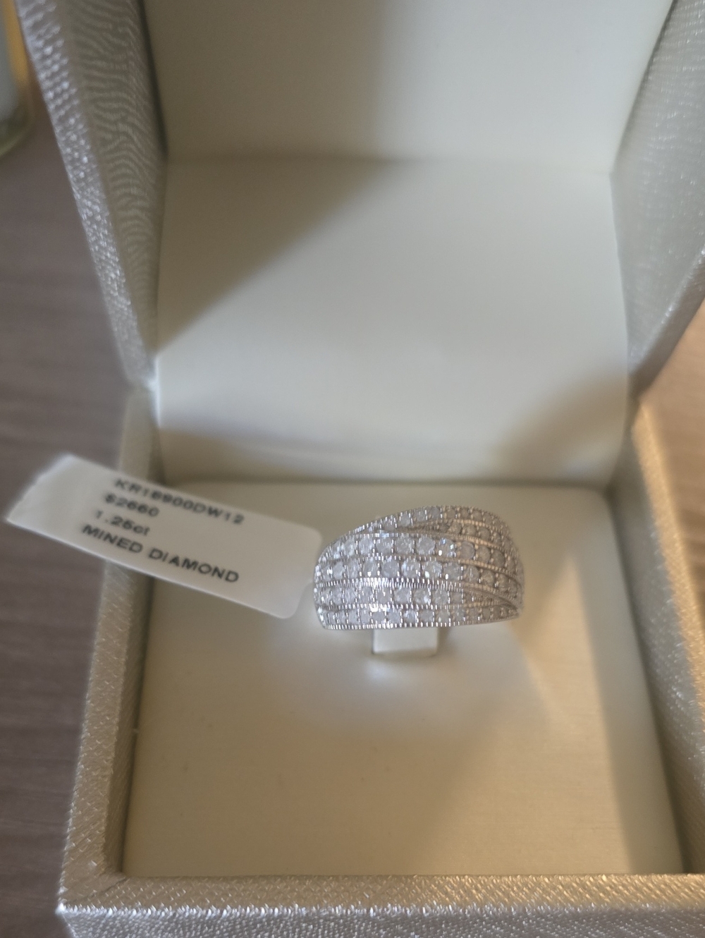 Natural 1.25 925 Diamond Pave Multi-Row Band Ring in White
